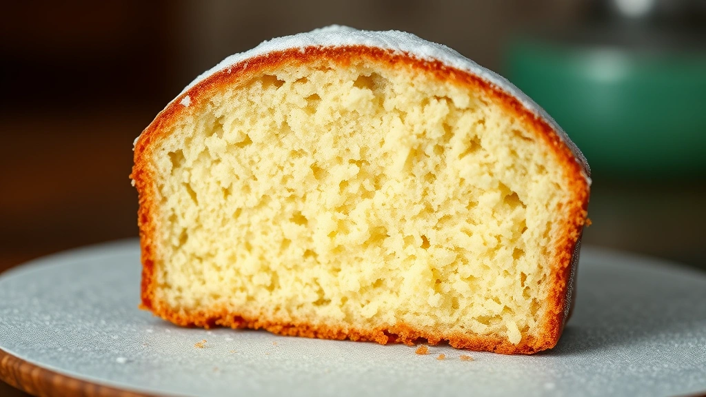detail: close-up cross-section of baked 7 Up cake showing light fluffy crumb structure and tender interior, photorealistic, natural light, no text