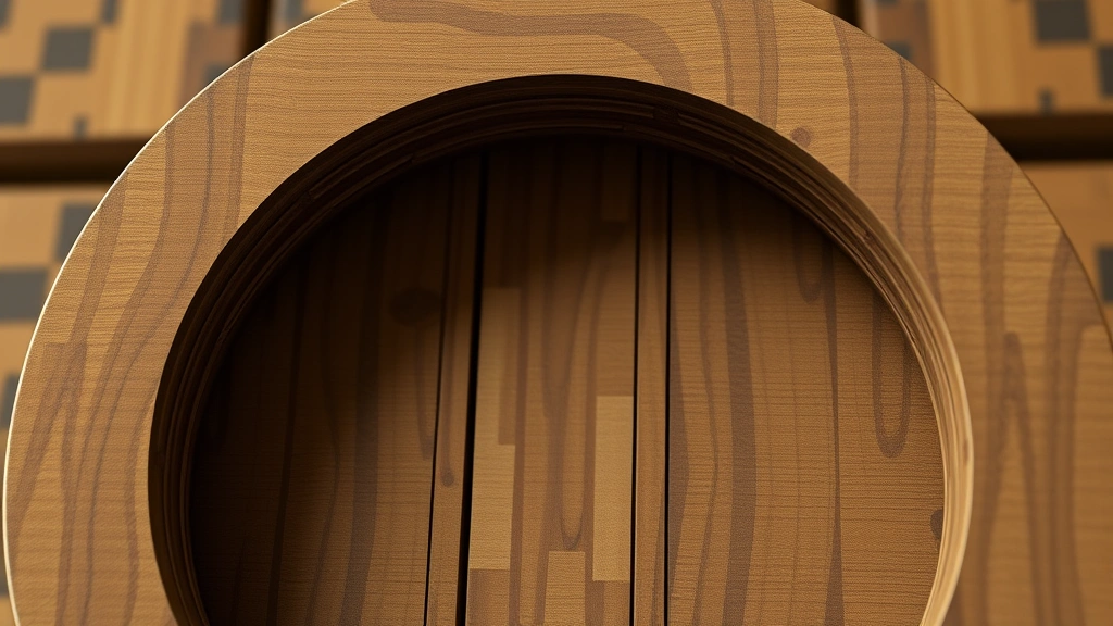 detail: close-up of a completed wooden barrel block showing wood grain texture and circular opening, photorealistic Minecraft graphics, detailed lighting highlighting the crafted item, no text
