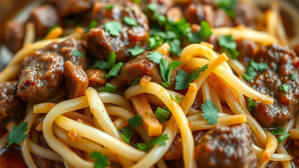 detail: close-up of tender cabbage and beef mixture, rich sauce coating vegetables, fresh herbs scattered on top, shallow depth of field, warm natural light, photorealistic, no text