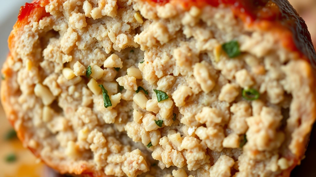 detail: close-up cross-section of cooked meatball showing tender interior with visible breadcrumb texture and herbs, shallow depth of field, no text