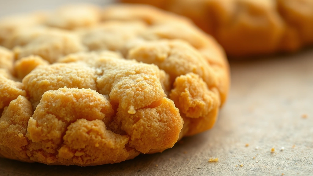detail: close-up of single crispy Biscoff cookie showing texture and golden-brown color, crumbly edge detail, warm cinnamon and caramel tones, photorealistic, macro photography, natural light, no text