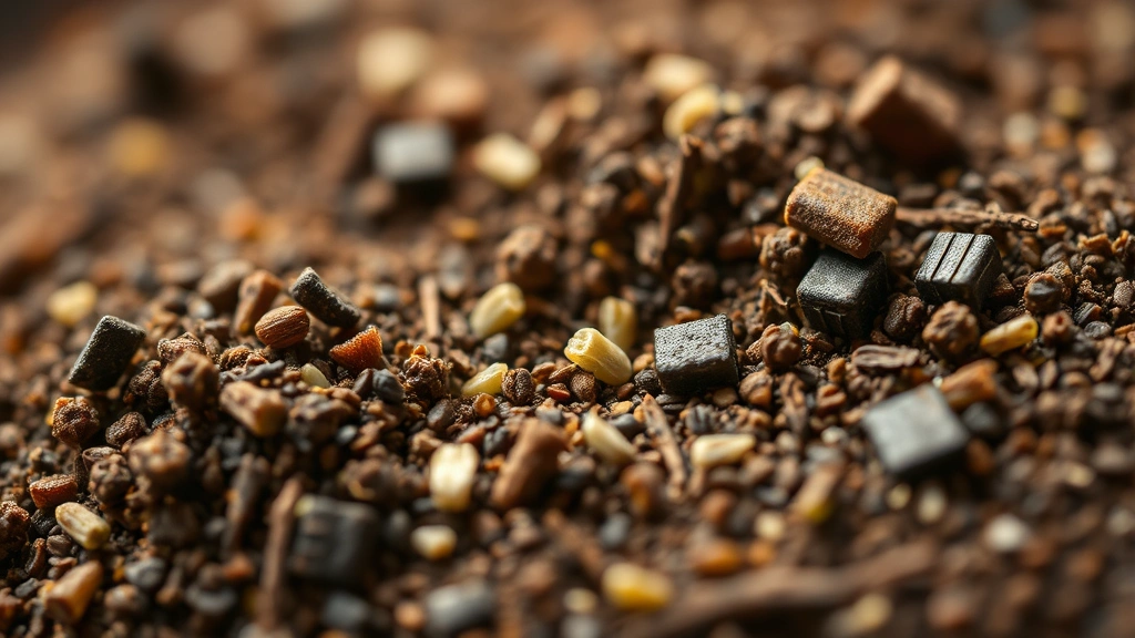 detail: close-up macro shot of blackening spice blend showing individual spice particles and herbs, shallow depth of field, warm natural light highlighting texture and color variation, no text, artistic composition