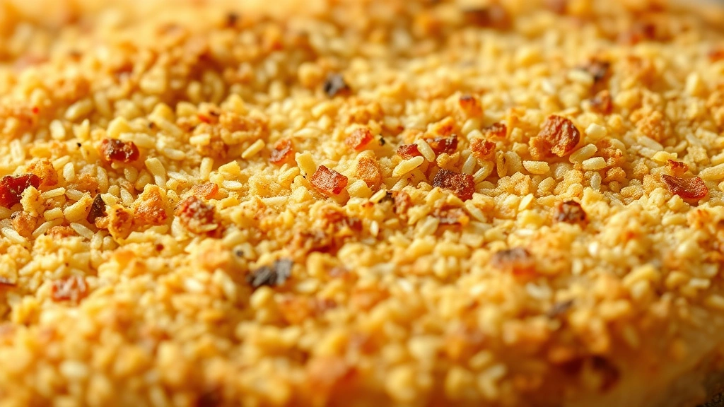 detail: close-up of crispy golden panko crust on breaded pork chop showing texture and color, photorealistic, natural light, no text