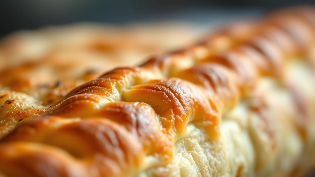 detail: close-up macro shot of sealed calzone edge showing crimped pattern and golden crust texture, shallow depth of field, warm natural light, no text or watermarks