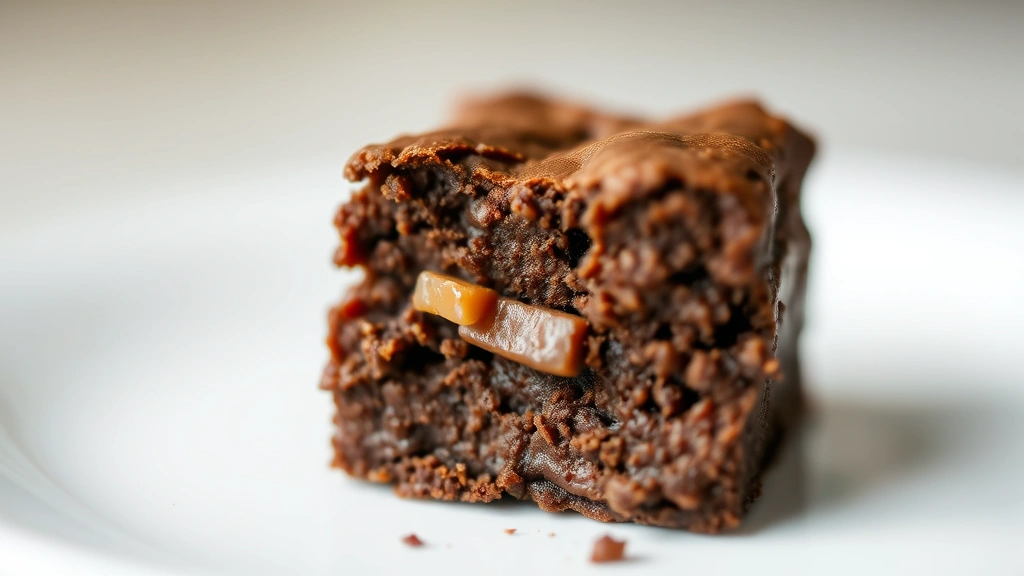 detail: close-up cross-section of single brownie showing chewy texture and fudgy interior, shallow depth of field, natural light, no text