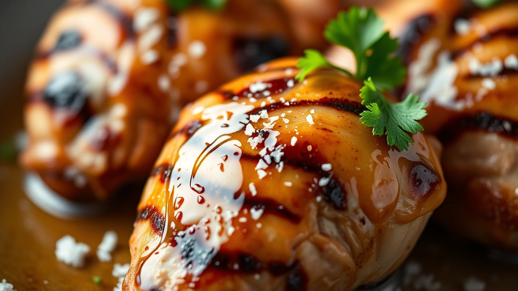 detail: close-up macro shot of single seared chicken heart with glossy butter sauce coating, fresh parsley garnish, fleur de sel crystals, shallow focus, warm natural light, luxurious and appetizing