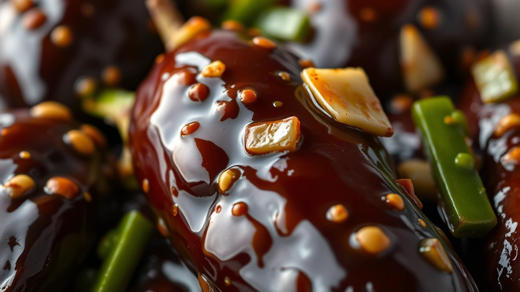 detail: close-up of tender eggplant coated in glossy sauce with garlic and ginger visible, photorealistic, natural light, shallow depth of field, no text