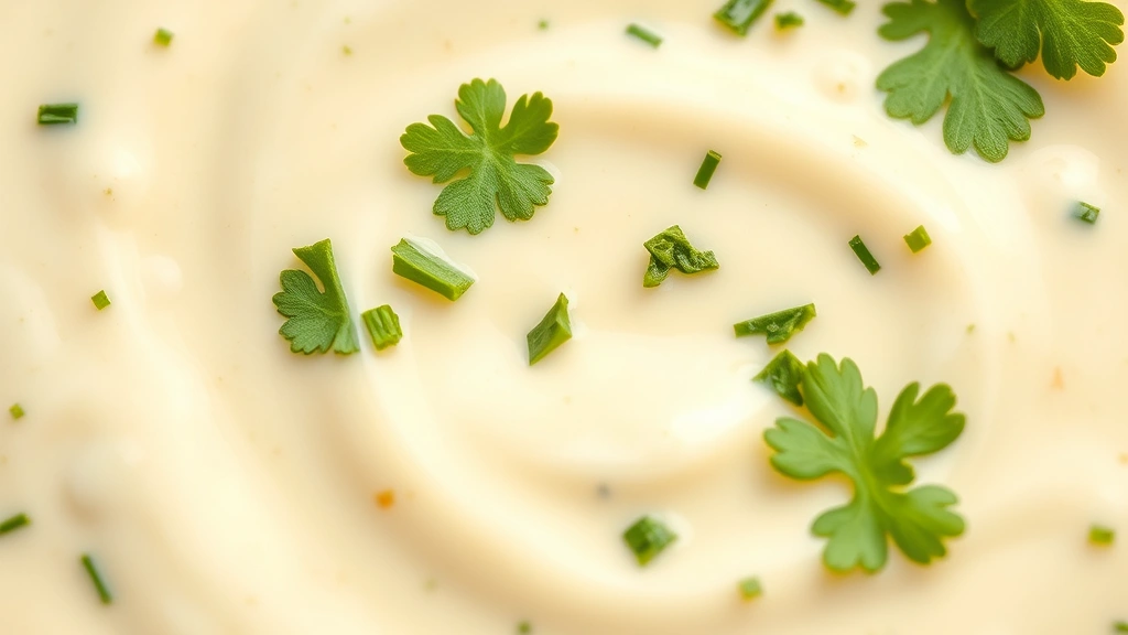 detail: close-up of creamy jalapeño ranch dressing showing texture and fresh cilantro pieces, photorealistic, macro photography, natural light, no text