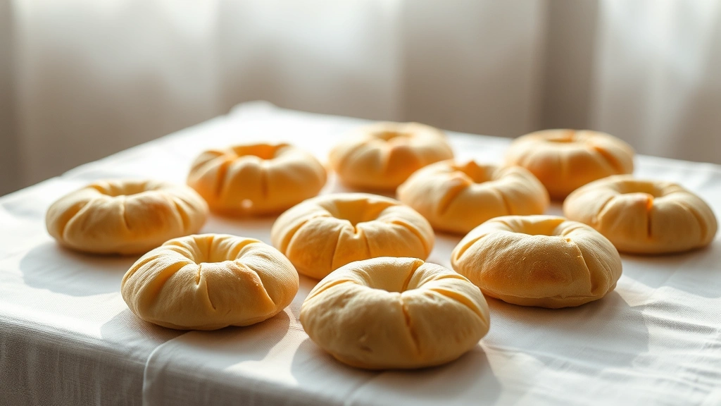 hero: golden crispy communion bread circles arranged on white linen cloth, soft natural window light, shallow depth of field, serene spiritual setting, no text