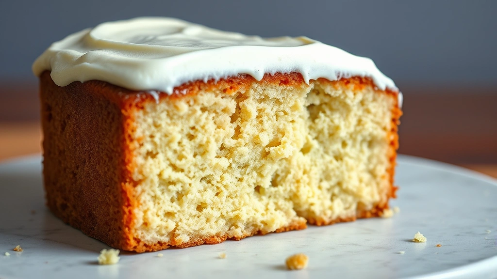detail: close-up cross-section of sliced dairy-free cake showing moist, tender crumb structure with creamy frosting, photorealistic, natural lighting, no text