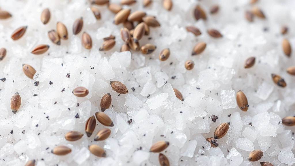 detail: close-up of bath salts texture with lavender buds and essential oil drops, photorealistic, macro photography, natural light, no text