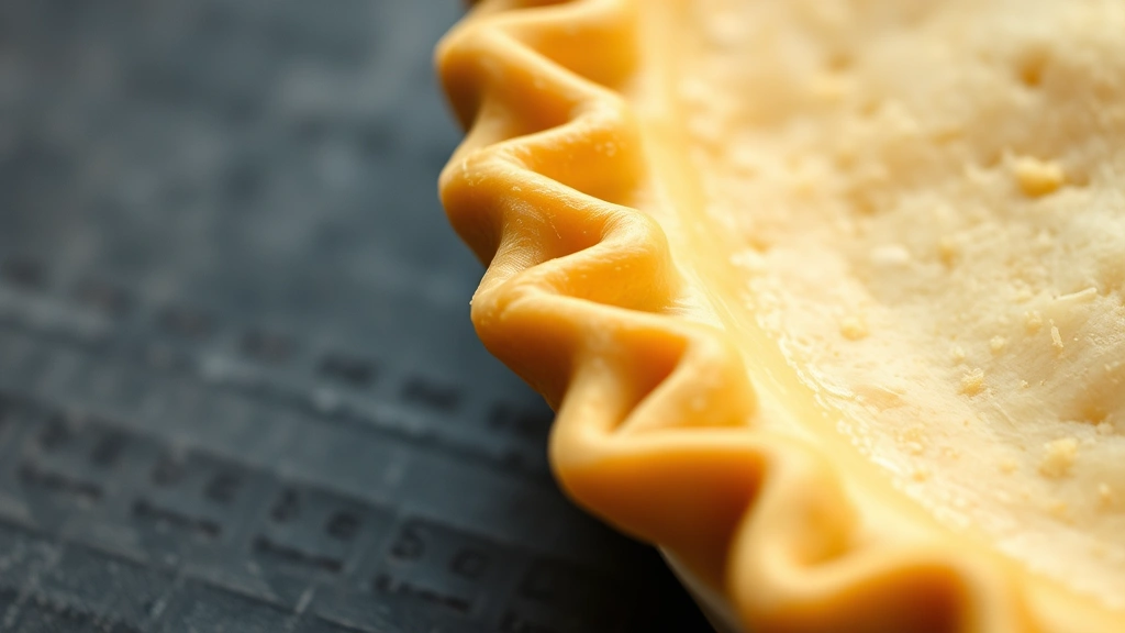 detail: close-up of fluted pie crust edge with crimped detailing, photorealistic, soft diffused natural light, no text