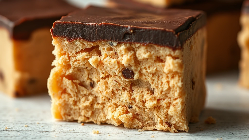 detail: close-up cross-section of a single fluff fudge piece showing the fluffy interior texture contrasting with the smooth chocolate top layer, photorealistic, natural light with slight shadow, no text, macro photography style