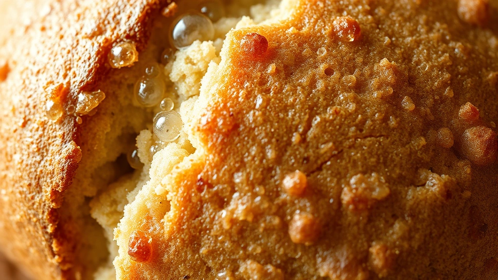 detail: extreme close-up of active bubbles and texture in friendship bread starter, showing fermentation activity, natural soft lighting, macro photography style, no text