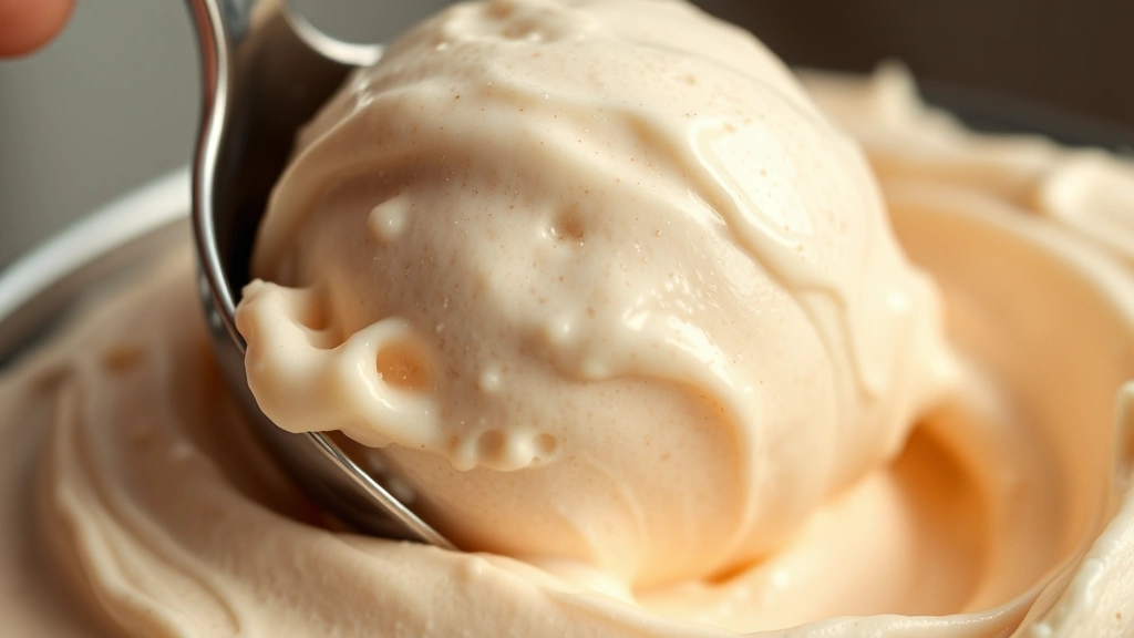 detail: close-up of smooth gelato being scooped, photorealistic, natural light highlighting creamy texture, melting slightly, no text