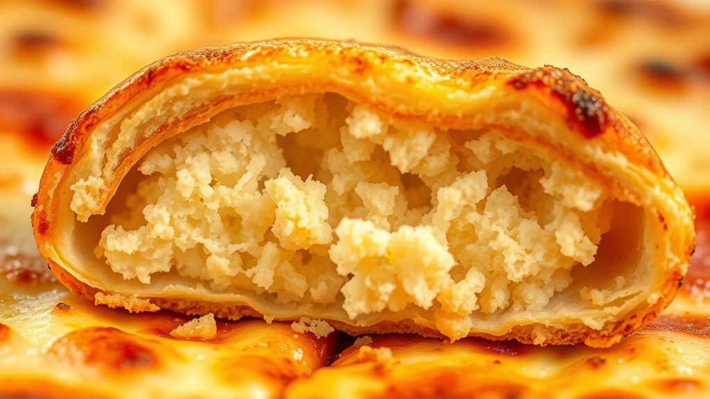 detail: close-up cross-section of baked pizza crust showing crispy exterior and tender interior crumb structure, photorealistic, natural light, no text