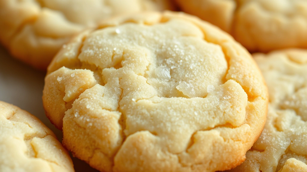 detail: close-up of single gluten-free sugar cookie with crispy golden edges and tender center, coarse sugar crystals visible, photorealistic, warm natural light, no text