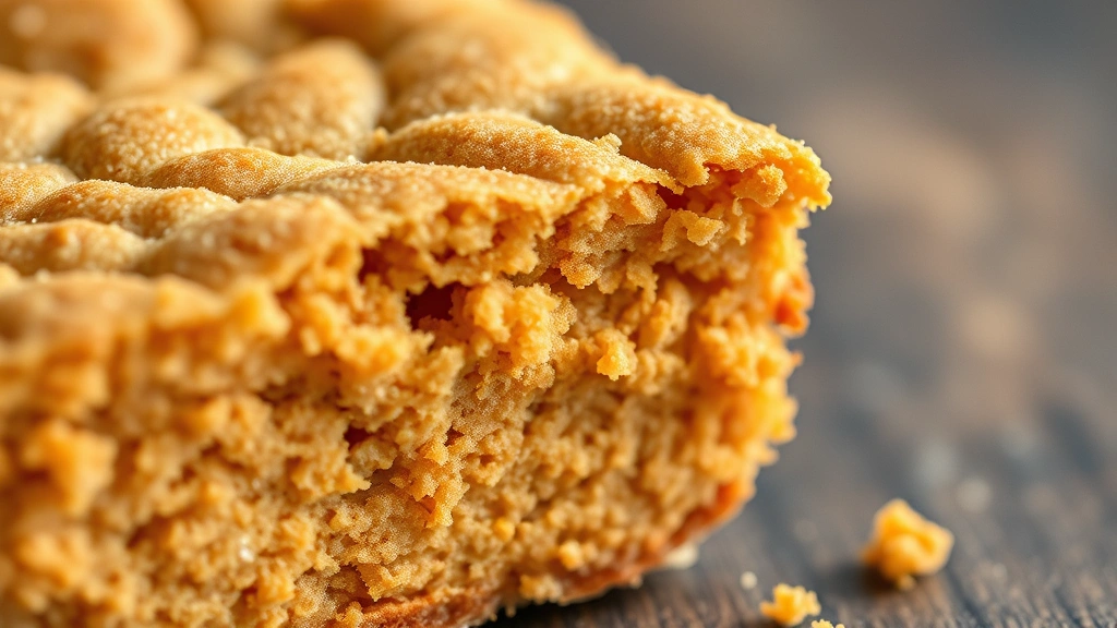detail: close-up cross-section of golden graham cracker crust showing texture and crumb structure, macro photography, warm lighting