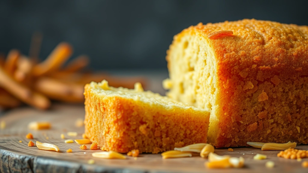 detail: close-up of single hoe cake showing crispy golden exterior texture and fluffy interior, photorealistic, natural light, no text