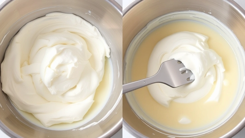 process: whipped cream being folded into condensed milk mixture with spatula in stainless steel bowl, photorealistic, natural light, no text