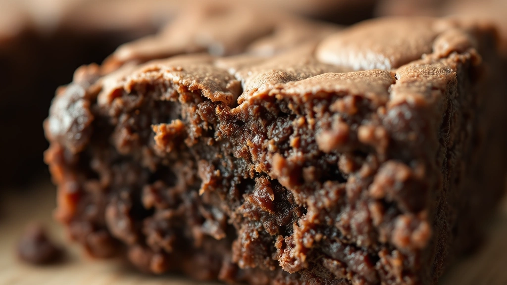 detail: close-up cross-section of brownie showing fudgy texture and crumb structure, moist interior, natural daylight, macro photography