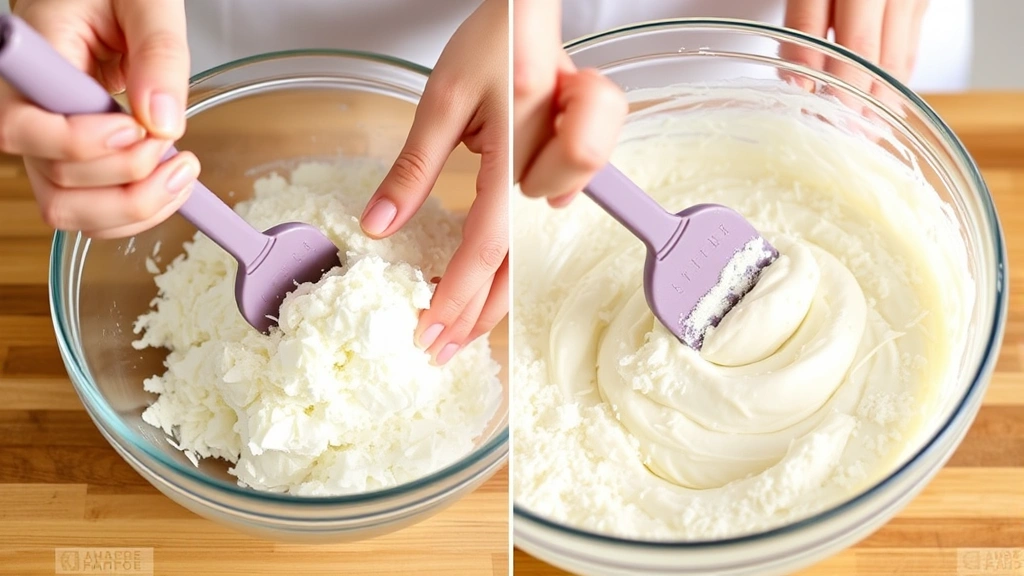 process: hands folding coconut mixture with egg whites in a glass bowl using a rubber spatula, photorealistic, natural kitchen light, no text