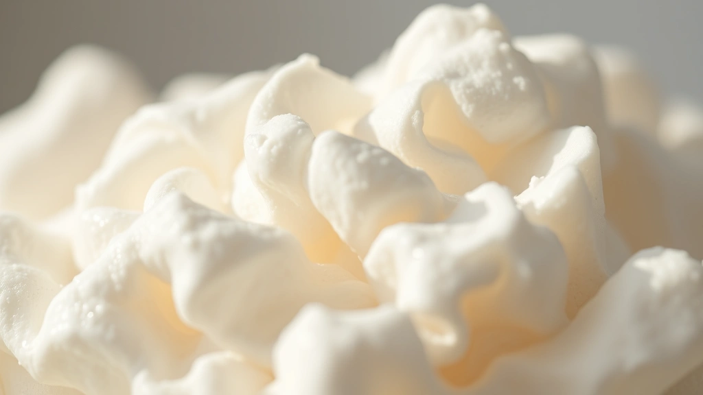 detail: close-up of glossy marshmallow fluff texture showing peaks and clouds, photorealistic, soft natural light, shallow depth of field, no text