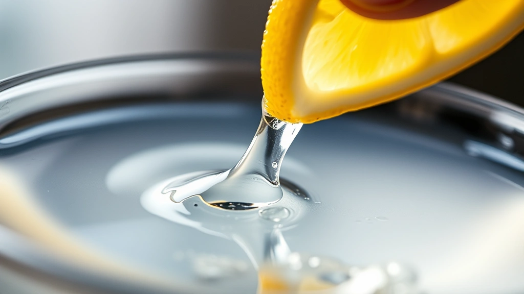 detail: close-up of lemon twist being expressed over martini surface, essential oils visible, crystal clear liquid, garnish detail, macro photography, natural soft lighting, drops and mist visible