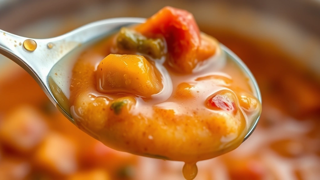 detail: close-up macro shot of the finished breakfast sauce showing texture and relish pieces, creamy consistency, on a spoon, photorealistic, natural light, no text