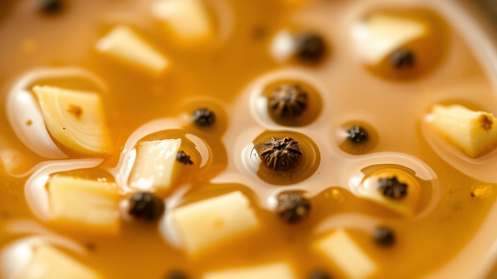 detail: close-up macro shot of mignonette sauce showing shallot pieces and black pepper suspended in vinegar, shallow depth of field, bright natural light, premium food photography