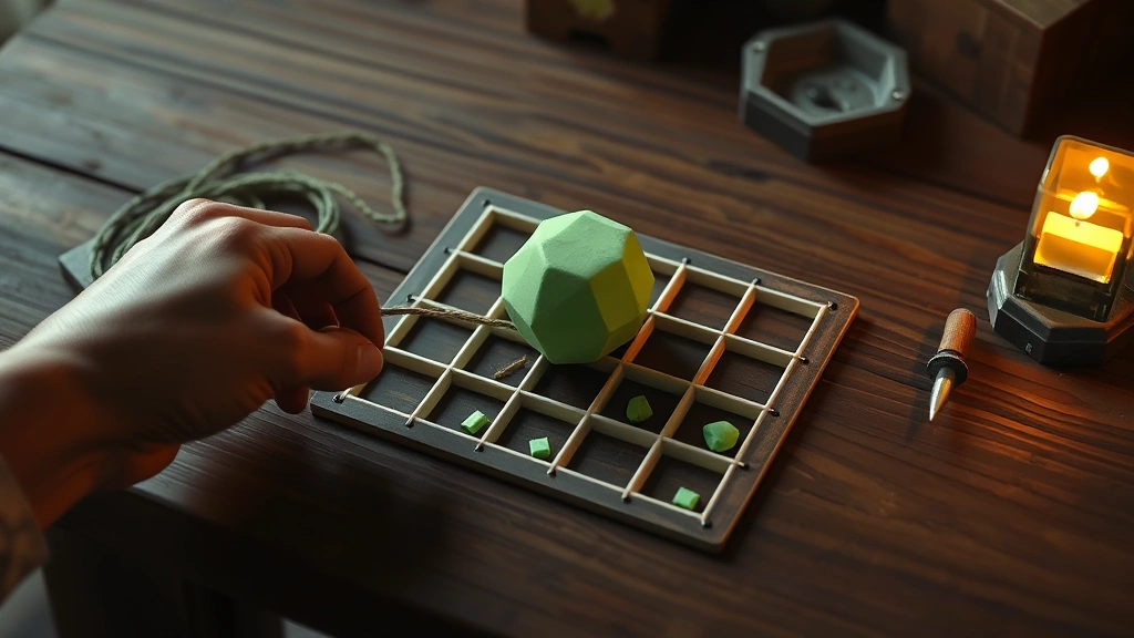 process: hand placing string and slimeball into crafting grid on wooden crafting table, photorealistic Minecraft style, warm torchlight illumination, no text