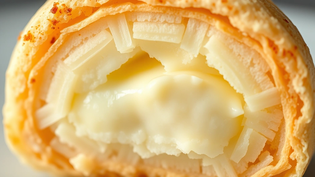 detail: cross-section of mochi ice cream showing chewy exterior and creamy interior, photorealistic, natural light, no text, macro photography