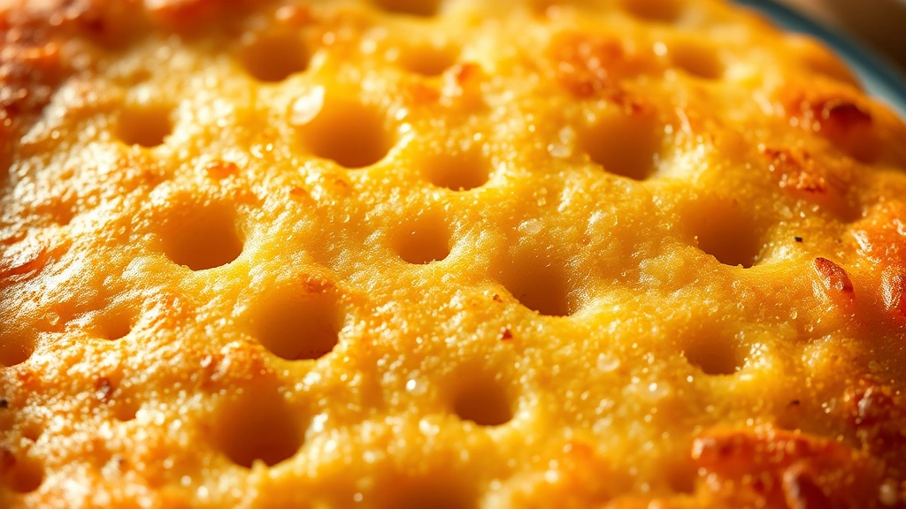 detail: Close-up macro shot of perfectly golden crispy fry bread with holes poked across surface, steam rising, warm natural light highlighting texture, no text