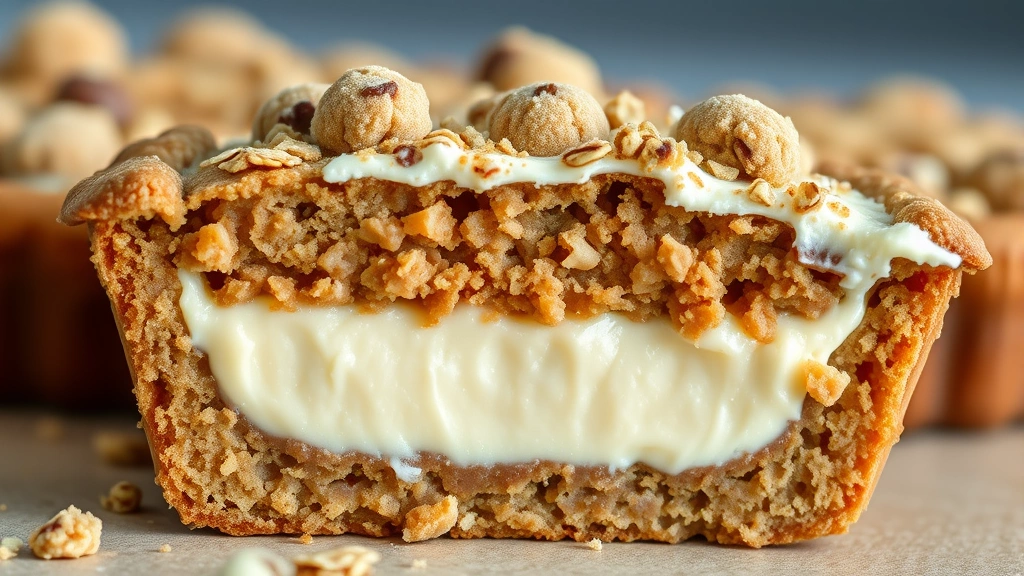 detail: close-up cross-section of oatmeal cream pie showing chewy cookie texture and smooth vanilla filling, photorealistic, natural light, no text