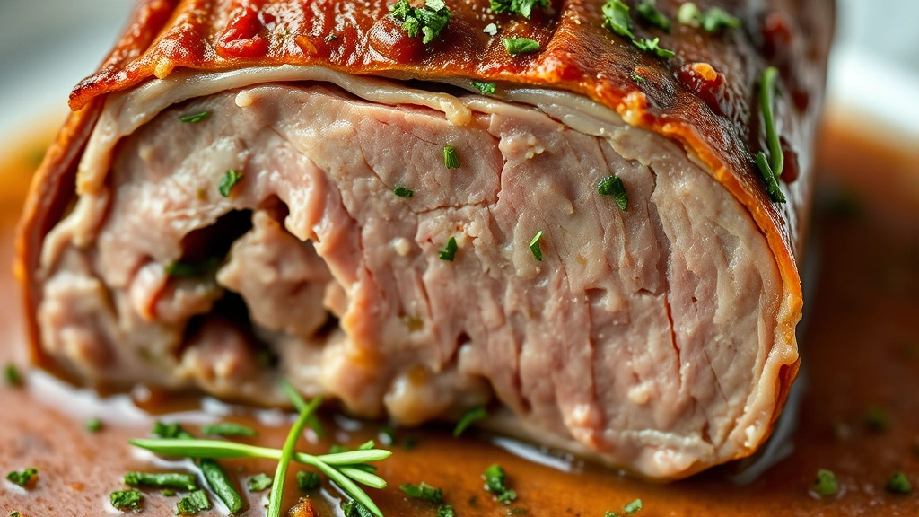 detail: close-up of veal shank cross-section showing tender meat and marrow bone, sauce coating, fresh gremolata sprinkled on top, photorealistic, natural light, no text