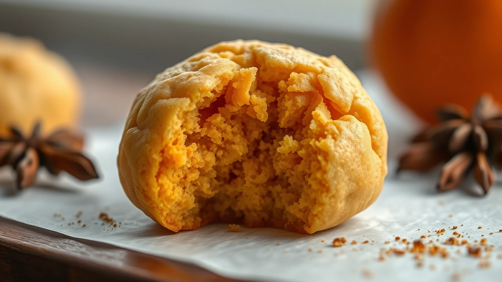 detail: close-up of single persimmon cookie showing tender crumb structure and soft texture, spices visible on surface, natural window light, photorealistic, no text