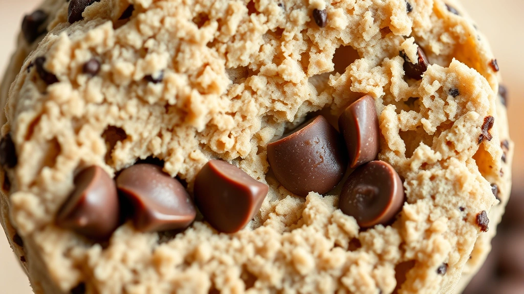 detail: cross-section of protein ball showing texture and chocolate chips, macro photography, natural light, appetizing close-up, no text