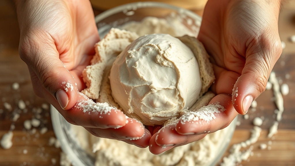 process: hands rolling protein ball mixture between palms, showing texture and consistency, photorealistic, warm natural light from above, no text