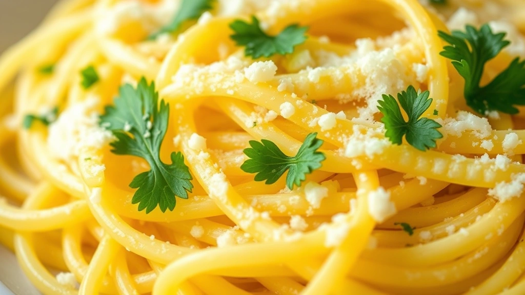 detail: close-up of fluffy spaghetti squash strands coated with garlic butter and melted parmesan cheese with fresh parsley garnish, photorealistic, macro photography, natural light, no text