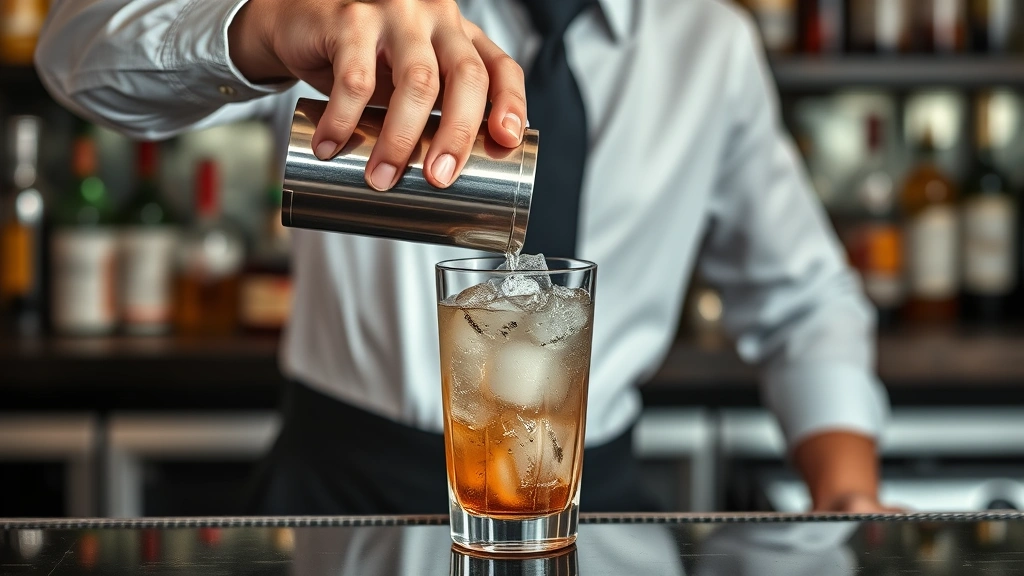 process: bartender shaking cocktail in metal shaker with ice, motion captured, professional bar setting, photorealistic, natural light, no text