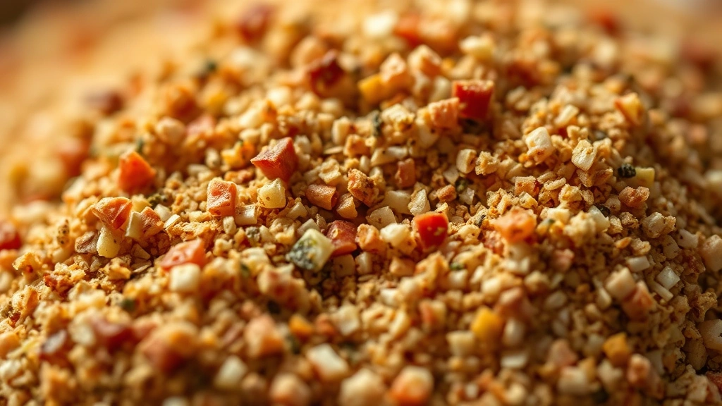 detail: extreme close-up macro shot of finely ground shawarma seasoning showing texture and color variation, shallow depth of field, warm natural light highlighting the spice particles, no text