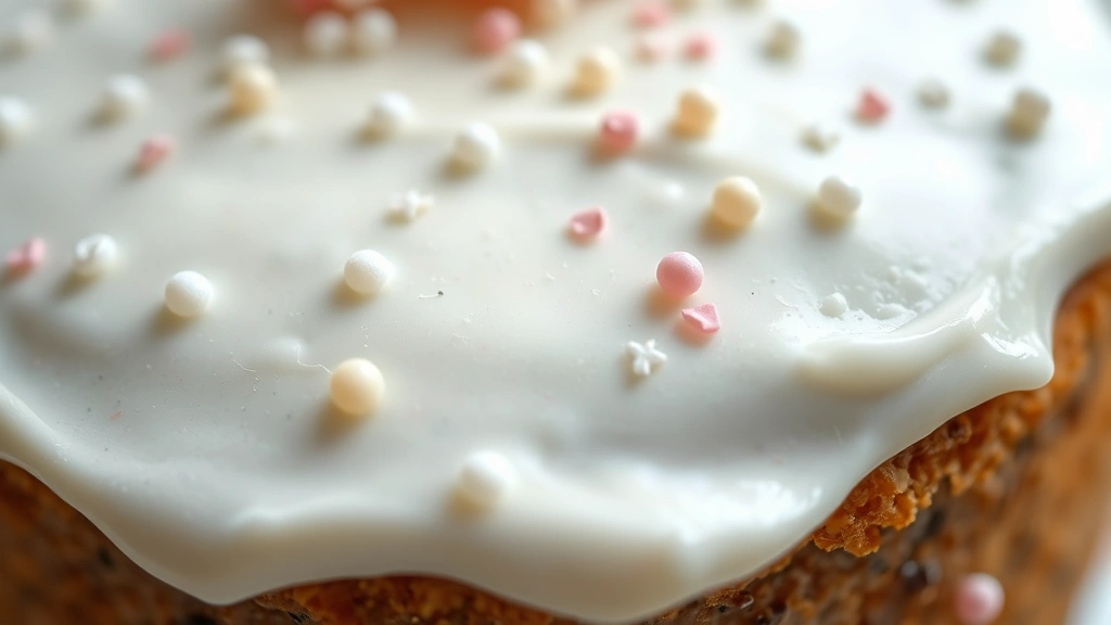 detail: close-up of frosted smash cake with delicate edible pearls and soft sprinkles, shallow depth of field, natural light highlighting texture