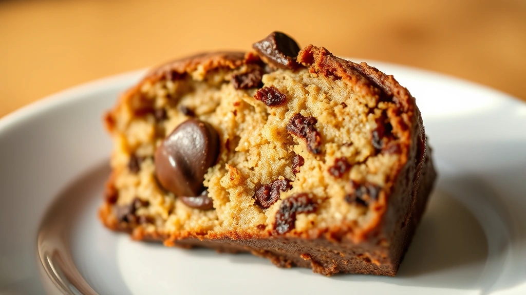 detail: Close-up cross-section of a single fudgy brownie showing tender crumb structure with chocolate chips visible, warm studio lighting with soft shadows, on a white plate
